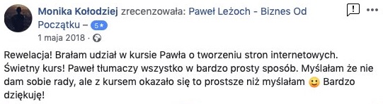 Opinie o kursie Zarabianie Na Tworzeniu Stron Paweł Leżoch